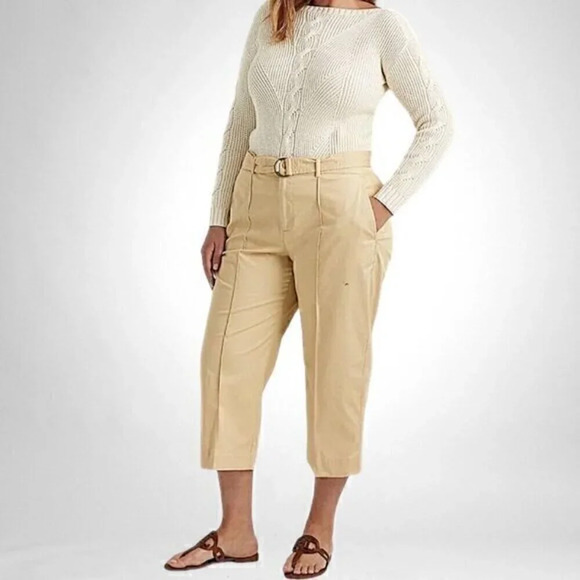 Lauren Ralph Lauren Plus-Size Belted Wide-Leg Cropped Pants | Sizes 14 & 16 NWT - Picture 5 of 8